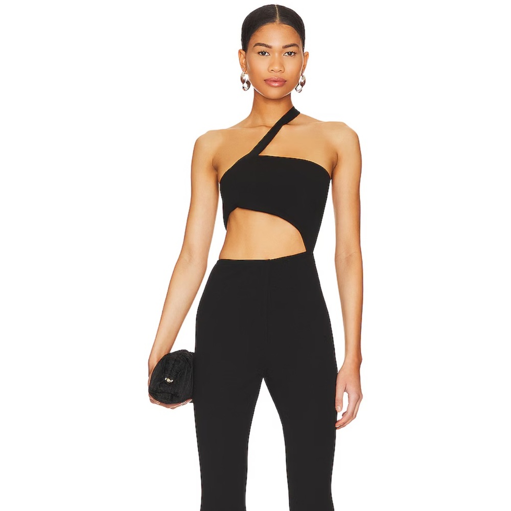 superdown Black One-Shoulder Jumpsuit